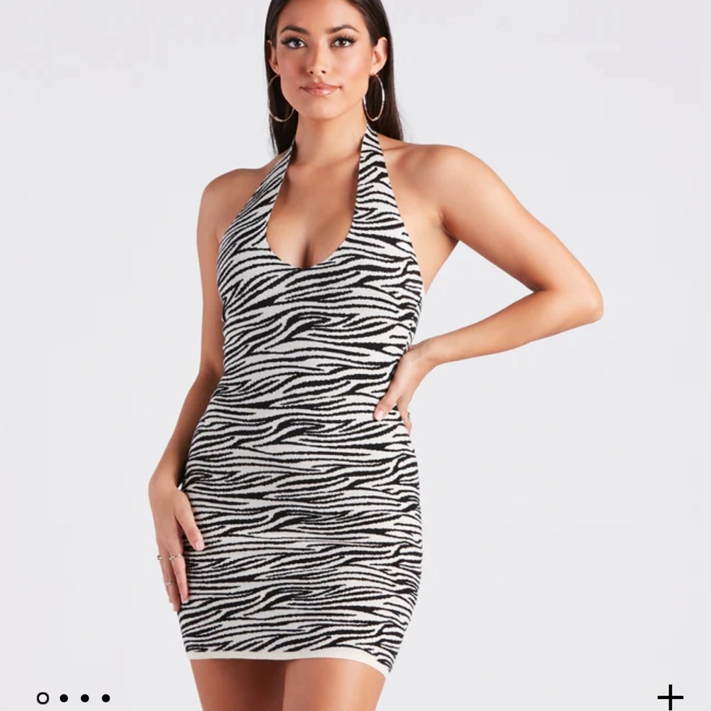 Windsor Wild and Chic Zebra Mini Sweater Dress